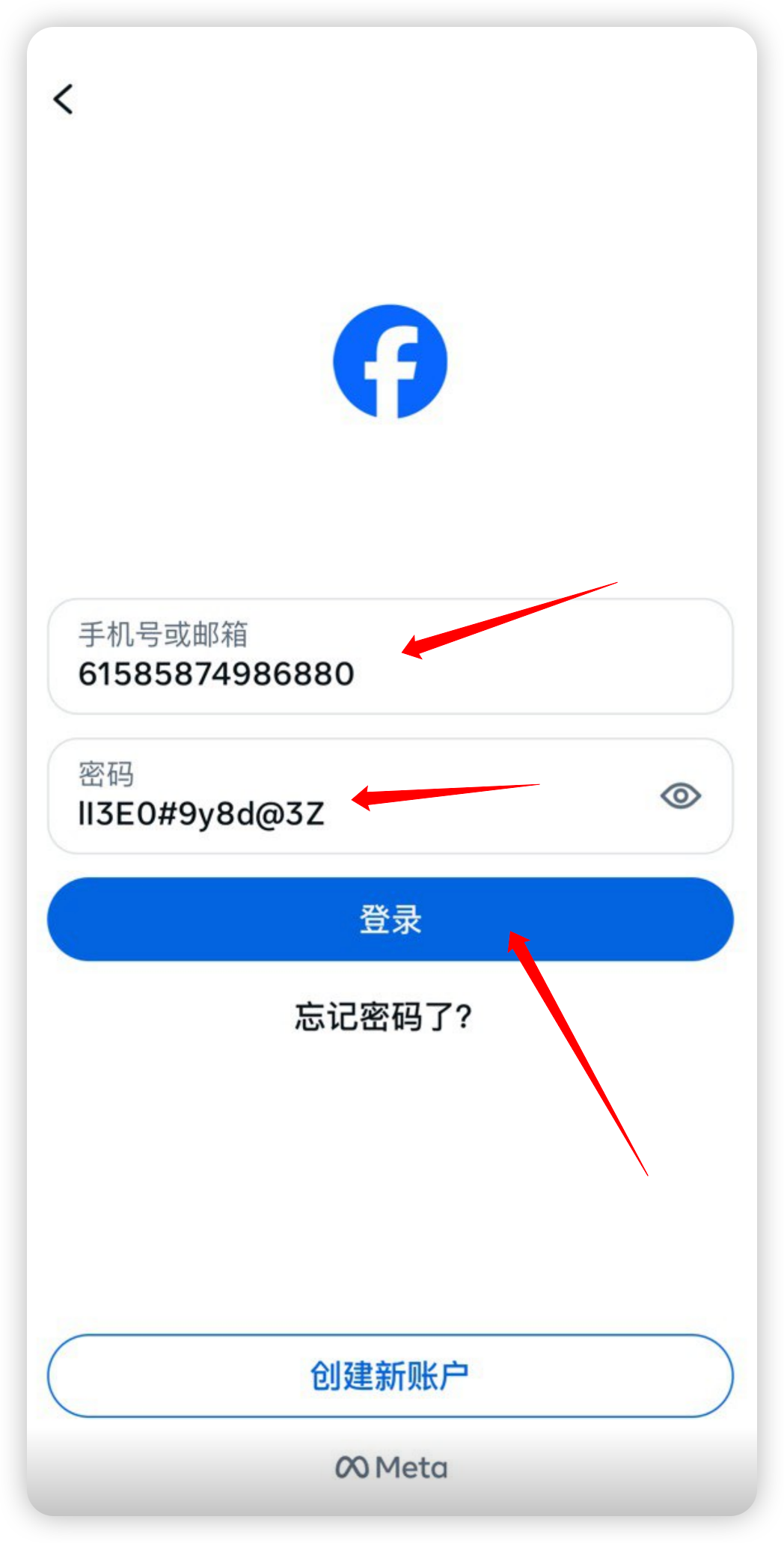输入账号密码
